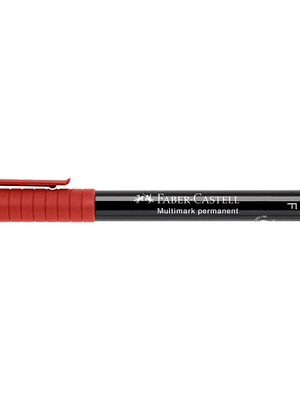 Faber-Castell Multimark Rotulador Permanente - Ancho de Trazo 0.6mm - Goma de Borrar Integrada - Resistente a la Luz y al Agua - Color Rojo