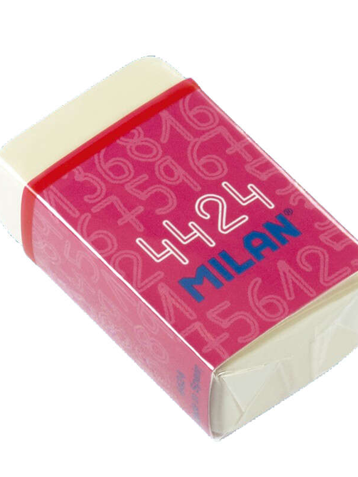 Milan 4424 Goma de Borrar Rectangular - Miga de Pan - Suave Caucho Sintetico - Faja de Carton de Colores - Color Blanco 1