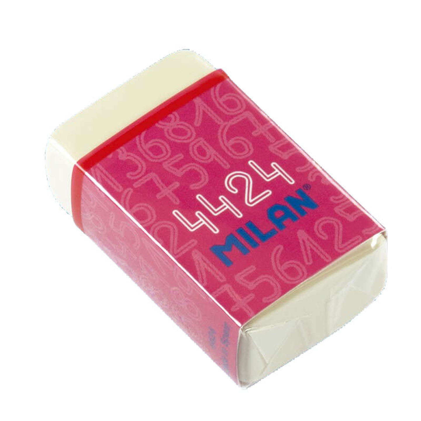 Milan 4424 Goma de Borrar Rectangular - Miga de Pan - Suave Caucho Sintetico - Faja de Carton de Colores - Color Blanco 1