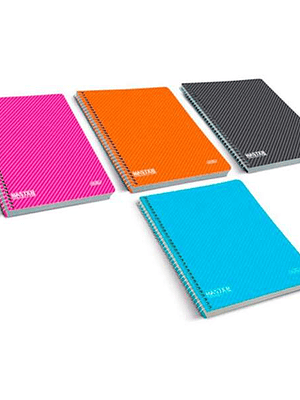 Firmo Cuaderno Espiral A4 Cuadricula 4x4 con Margen 80 Hojas - Tapa Polipropileno - Colores Surtidos