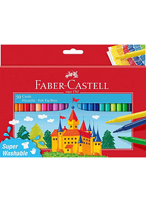 Faber-Castell Castle Pack de 50 Rotuladores - Tinta con Base de Agua Lavable - Colores Surtidos