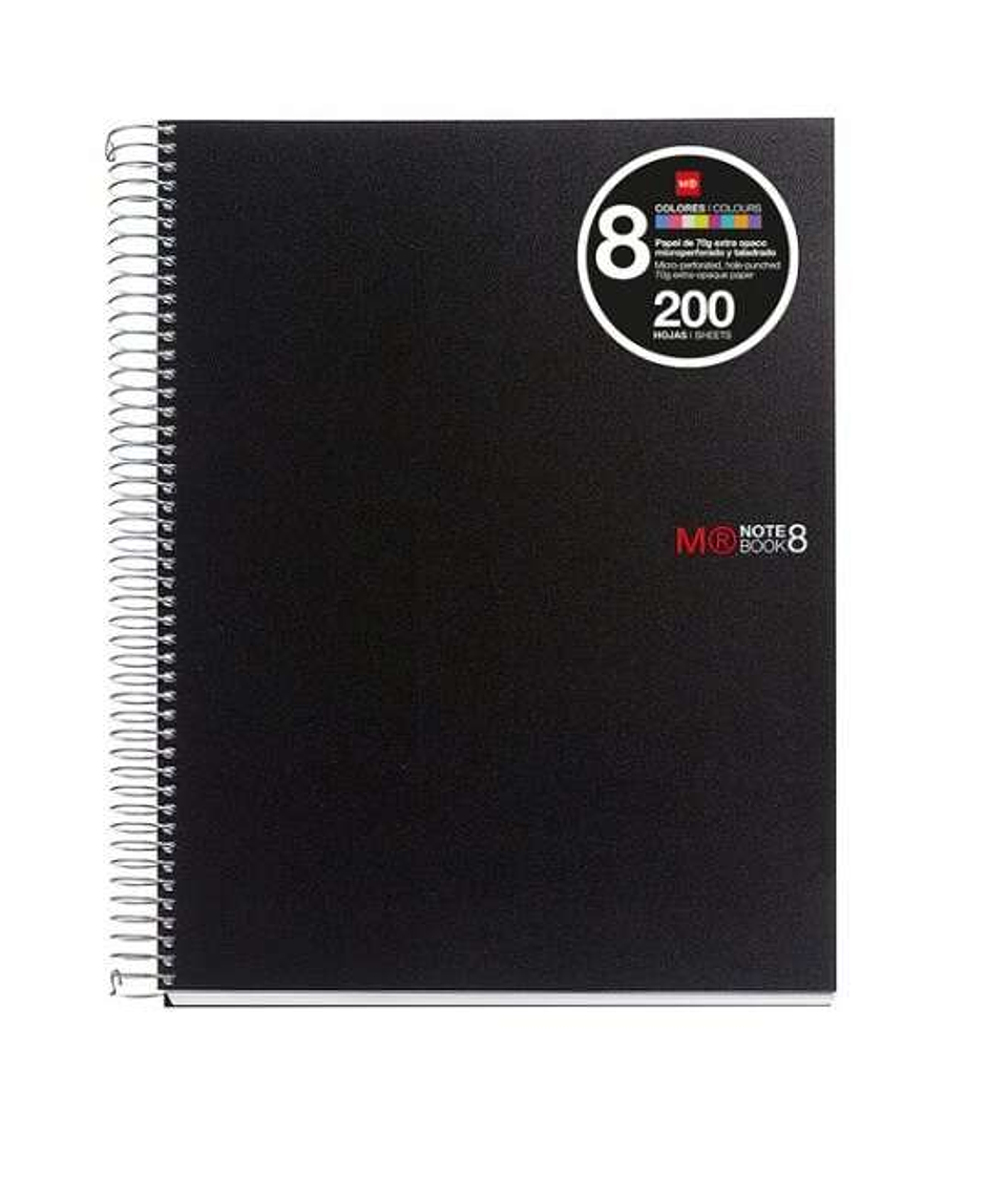 Miquel Rius Notebook8 Cuaderno de Espiral Formato A5 - 200 Hojas de 70 gr Microperforadas con 4 Taladros - Cubiertas de Polipropileno - Cuadricula 5x5 1