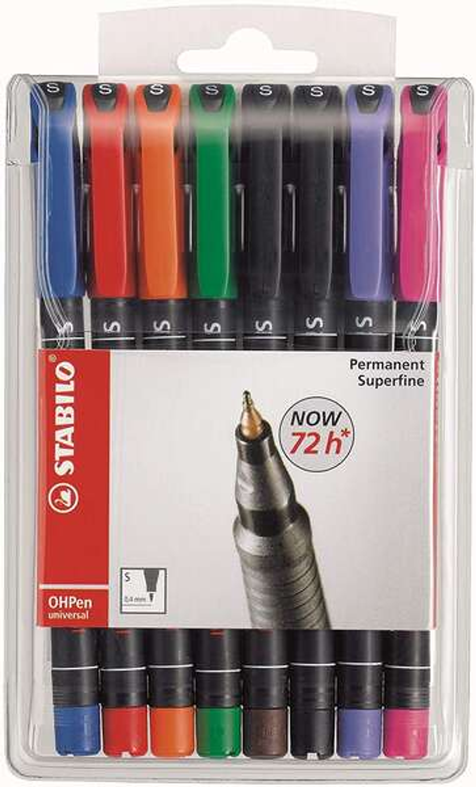 Stabilo OHPen Pack de 8 Rotuladores Permanentes - Punta Superfina - Trazo de 0.4mm - Agarre Antideslizante - Tapon Ventilado - Colores Surtidos 1