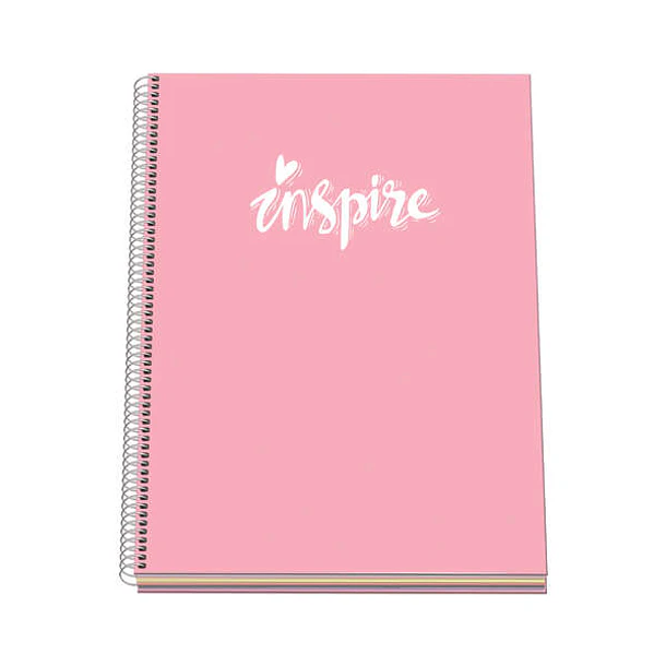 Dohe Serie Pastel Cuaderno con Espiral - Tamaño A4 de 100 Hojas 90gr - Hojas Microperforadas con 4 Taladros - Cuadricula 5mm - Color Rosa Pastel
