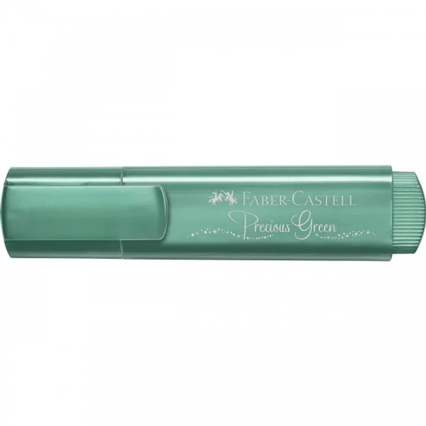 Faber-Castell Textliner 46 Metallic Marcador Fluorescente - Punta Biselada - Trazo entre 1mm y 5mm - Tinta con Base de Agua - Color Verde Metalico