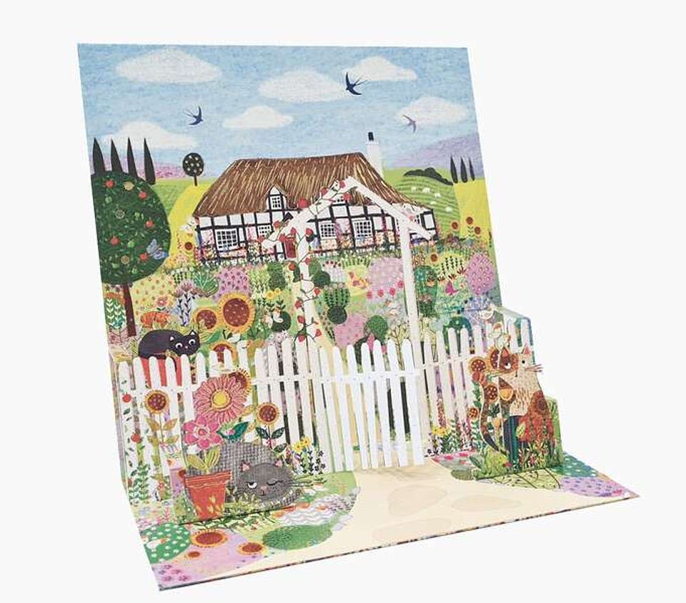 Pictura Tarjeta 3D Pop-Up - 16x16cm - Tematica Casa de Campo - Embolsada Individualmente - Incluye Sobre Blanco - Papel con Certificacion FSC 1