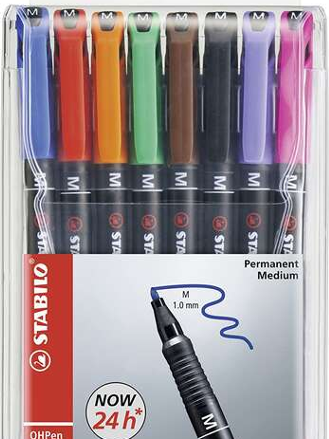 Stabilo OHPen Pack de 8 Rotuladores Permanentes - Punta Media - Trazo de 1mm - Agarre Antideslizante - Tapon Ventilado - Colores Surtidos 1