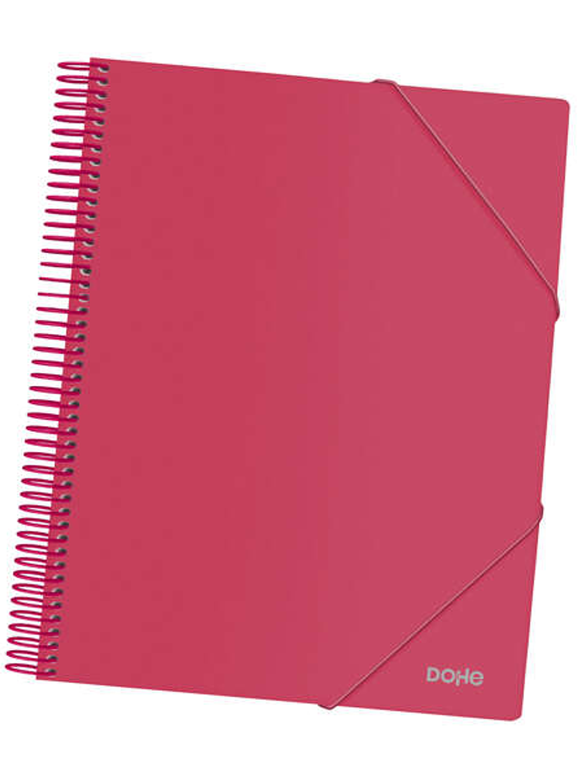 Dohe Carpeta con 30 Fundas Tamaño A4 - Tapa de Polipropileno Opaco 800 Micras - Fundas Transparentes 80 Micras - Espiral de Plastico Color - Gomas Ela 1