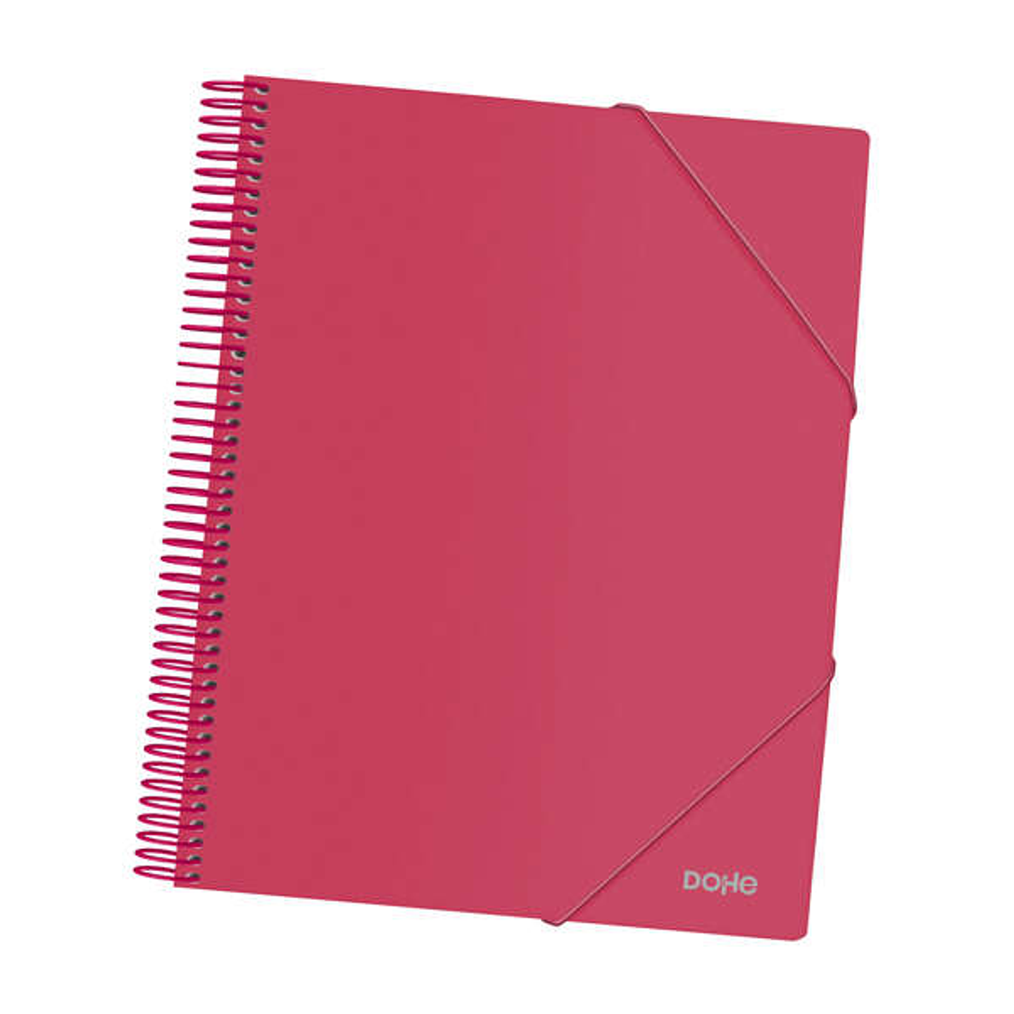 Dohe Carpeta con 30 Fundas Tamaño A4 - Tapa de Polipropileno Opaco 800 Micras - Fundas Transparentes 80 Micras - Espiral de Plastico Color - Gomas Ela 1