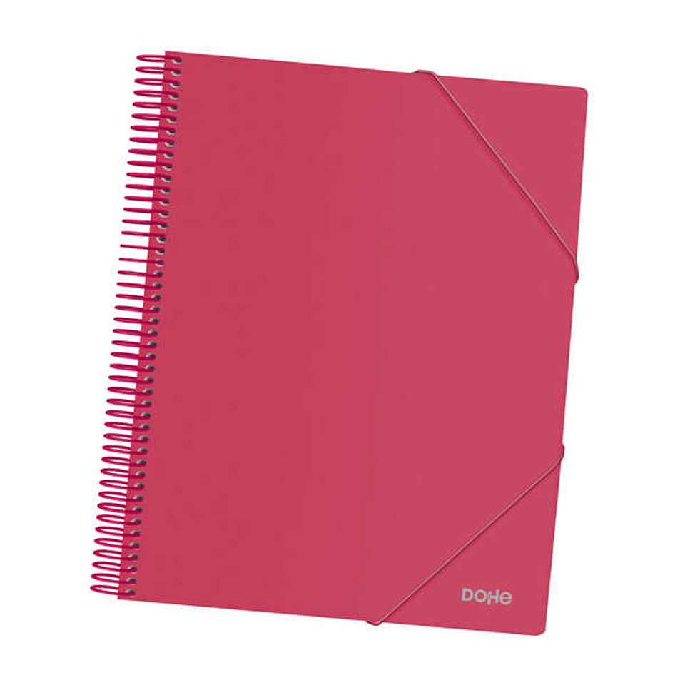 Dohe Carpeta con 30 Fundas Tamaño A4 - Tapa de Polipropileno Opaco 800 Micras - Fundas Transparentes 80 Micras - Espiral de Plastico Color - Gomas Ela 1