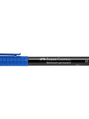Faber-Castell Multimark Rotulador Permanente - Ancho de Trazo 0.4mm - Goma de Borrar Integrada - Resistente a la Luz y al Agua - Color Azul