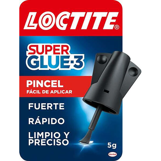 Loctite Super Glue-3 Pincel 5gr - Adhesivo Universal Triple Resistencia - Fuerza y Uso Instantaneo - 2640969/2046283/2640782/2641844