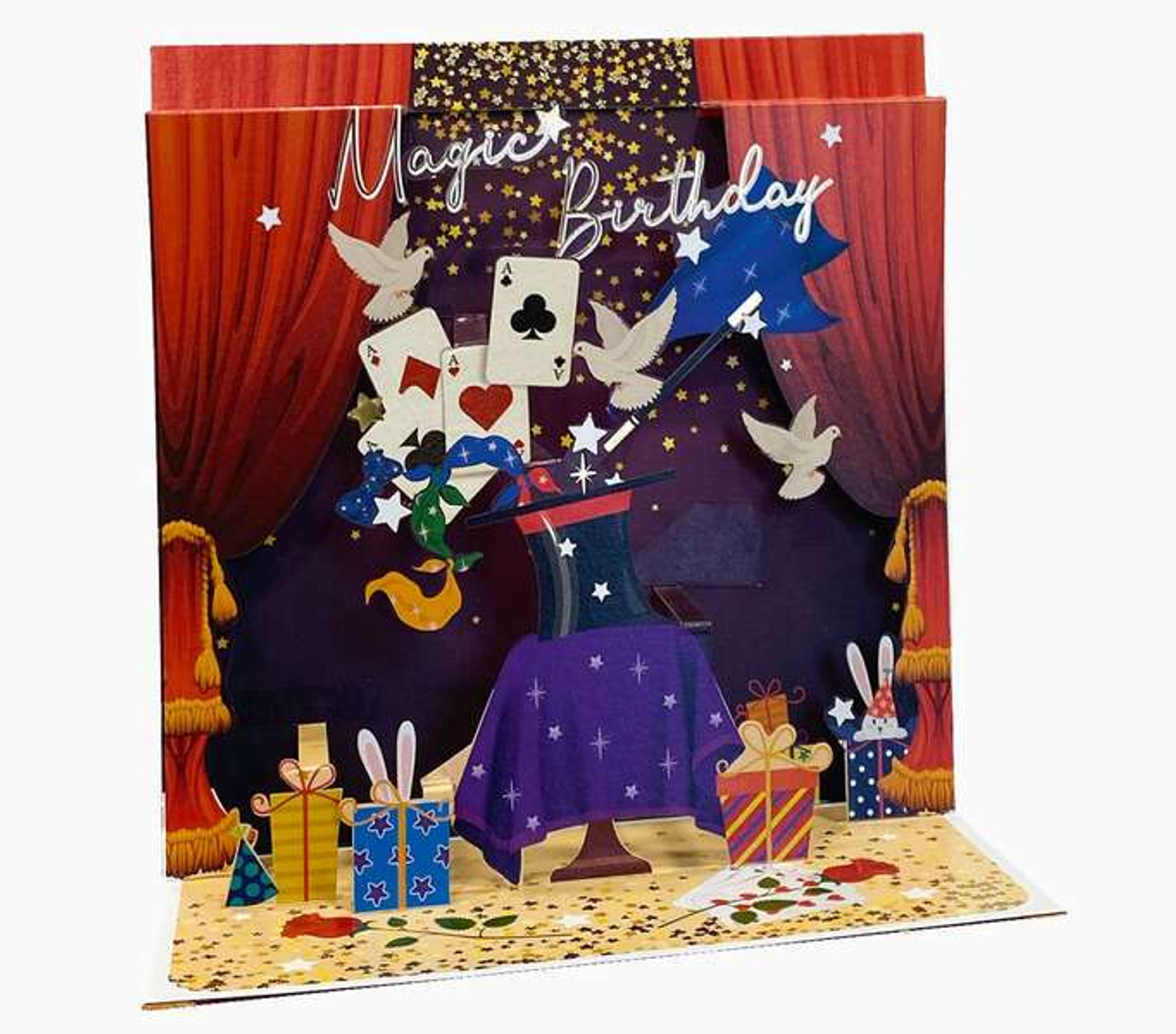 Pictura Tarjeta 3D Pop-Up - 16x16cm - Tematica de Magia - Embolsada Individualmente en Celofan - Incluido Sobre Blanco - Papel con Certificacion FSC 1