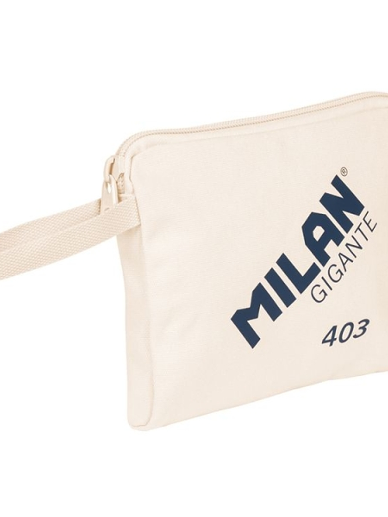 Milan Serie 1918 Gigante 403 Bolsa de Mano - Tamaño 26,5x22x3cm - Cierre de Cremallera - 100% Algodon - Color Beige 1
