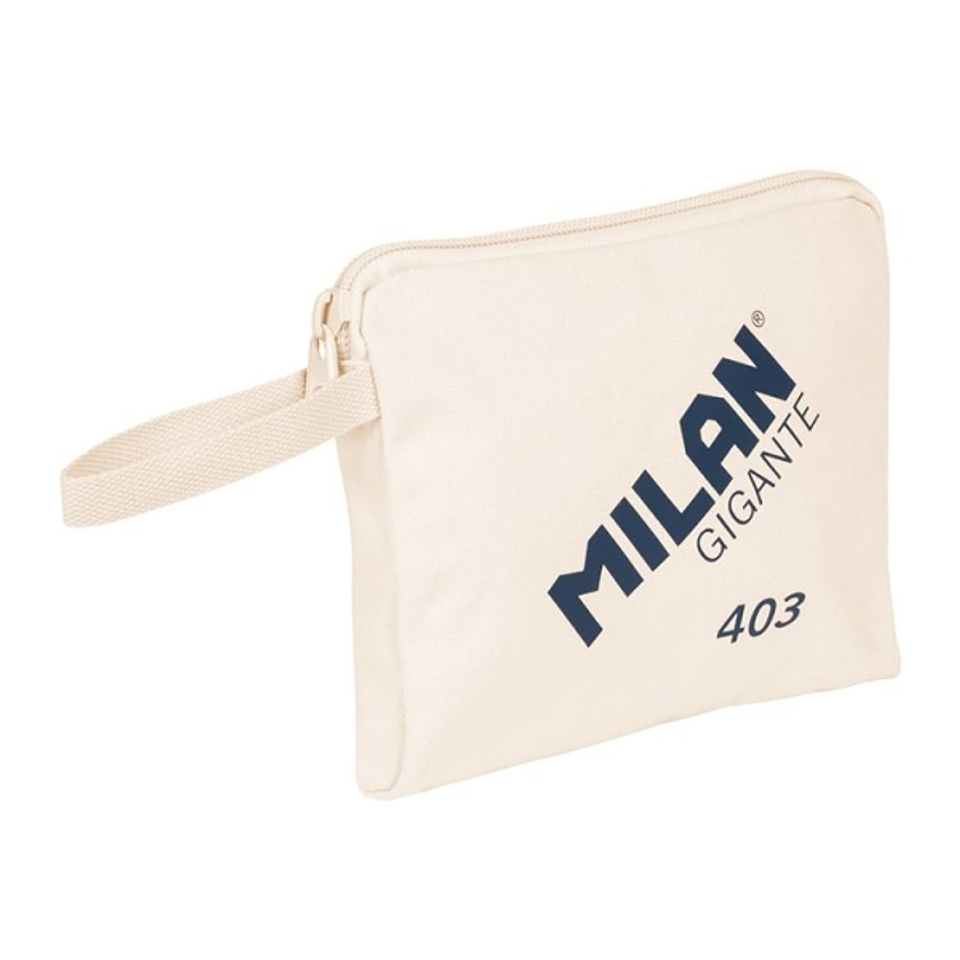 Milan Serie 1918 Gigante 403 Bolsa de Mano - Tamaño 26,5x22x3cm - Cierre de Cremallera - 100% Algodon - Color Beige 1