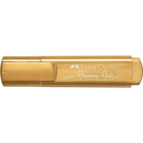 Faber-Castell Textliner 46 Metallic Marcador Fluorescente - Punta Biselada - Trazo entre 1mm y 5mm - Tinta con Base de Agua - Color Oro