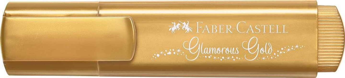 Faber-Castell Textliner 46 Metallic Marcador Fluorescente - Punta Biselada - Trazo entre 1mm y 5mm - Tinta con Base de Agua - Color Oro 1