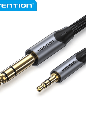 Vention Cable de Conexion Stereo - Jack 3.5mm a Jack 6.3mm - 5m - Contactos Dorados - Aislamiento PVC - Color Gris