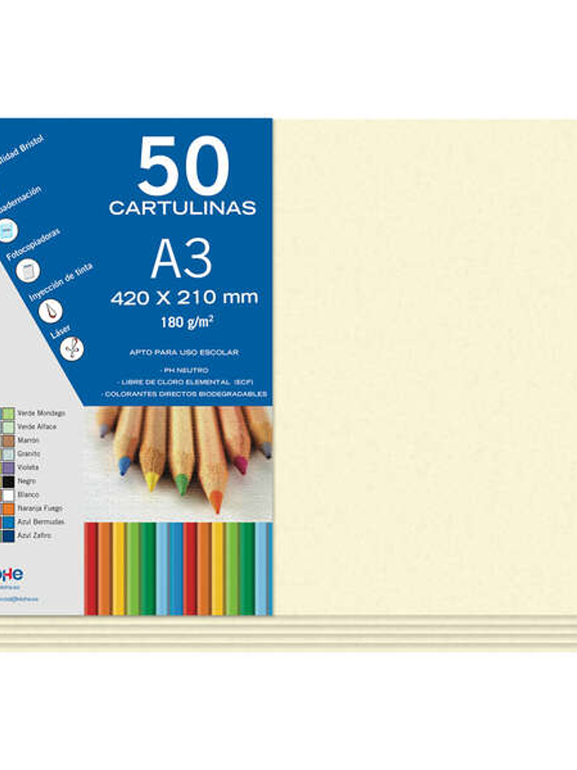 Dohe Cartulinas A3 - 50 Hojas - Gramaje de 180g - Ideal para Manualidades y Proyectos Escolares 1