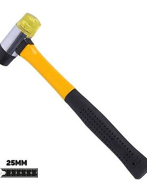 Blim Martillo Antirrebote de Doble Cara de Golpeo - 25mm - Cara de Poliuretano y Nylon - Mango de Fibra de Vidrio - Color Negro