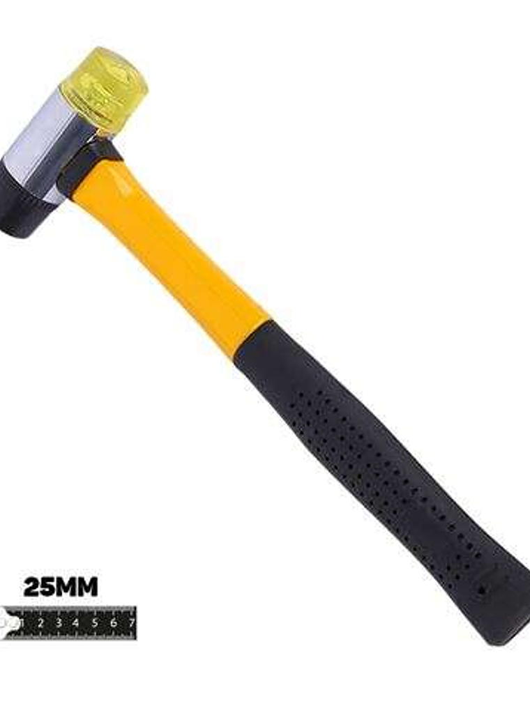 Blim Martillo Antirrebote de Doble Cara de Golpeo - 25mm - Cara de Poliuretano y Nylon - Mango de Fibra de Vidrio - Color Negro 1