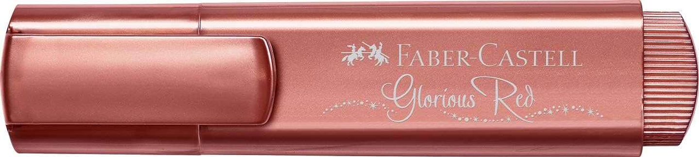 Faber-Castell Textliner 46 Metallic Marcador Fluorescente - Punta Biselada - Trazo entre 1mm y 5mm - Tinta con Base de Agua - Color Rojo Metalico 1