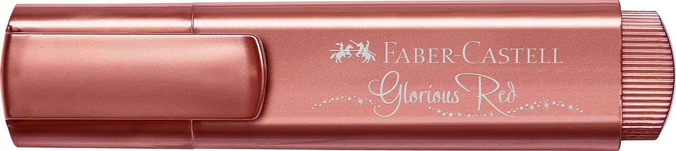 Faber-Castell Textliner 46 Metallic Marcador Fluorescente - Punta Biselada - Trazo entre 1mm y 5mm - Tinta con Base de Agua - Color Rojo Metalico 1