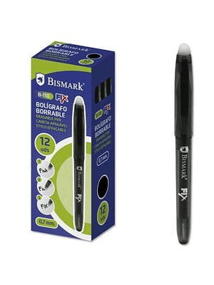 Bismark Fix Boligrafo Borrable - Punta 0.7mm - Con Capuchon - Color Negro