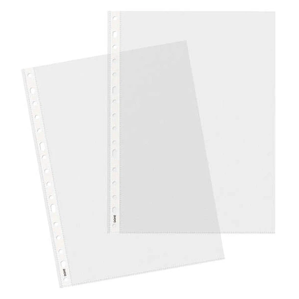 Dohe Basic Pack de 100 Fundas Multitaladro Tamaño A4 16 Taladros - Polipropileno Rugoso - Calidad Basica