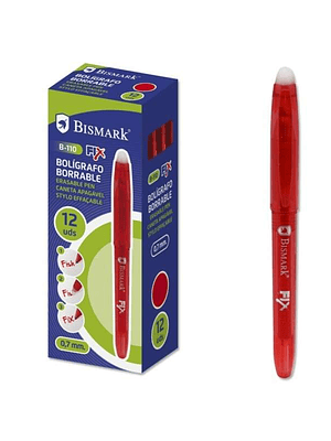 Bismark Fix Boligrafo Borrable - Punta Fina 0.7mm - Con Capuchon - Color Rojo