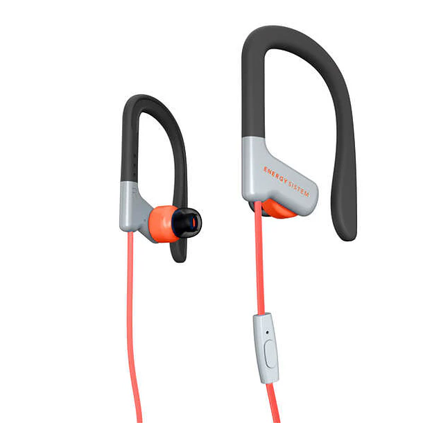 Energy Sistem Auriculares Sport 1 Microfono - Ajuste Seguro - Resistente al Sudor - Control de Conversacion - Microfono - Color Rojo