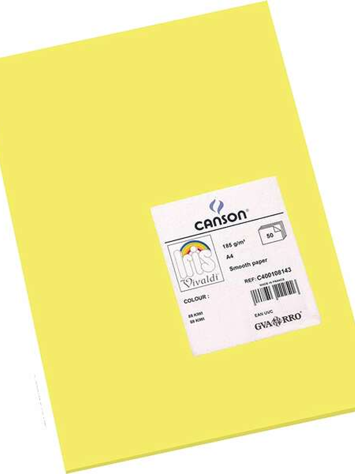 Canson Guarro Pack de 50 Cartulinas Iris A4 de 185g - 21x29.7cm - Color Kiwi 1