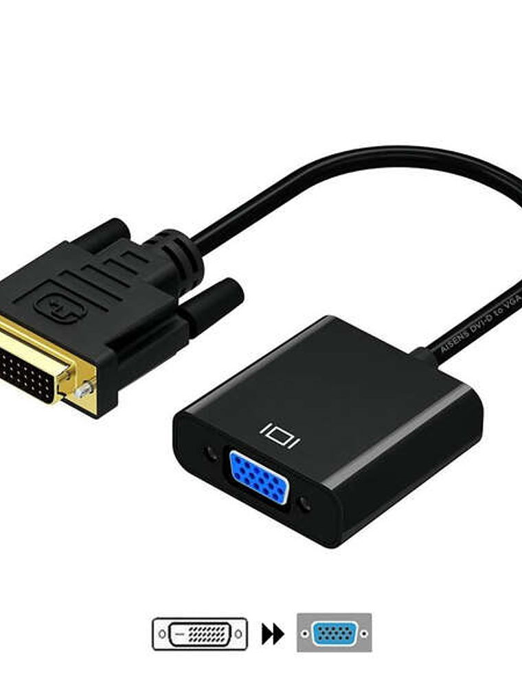 Aisens Conversor DVI-D a VGA - 24+1/M-HDB15/H - 10cm - Color Negro 1
