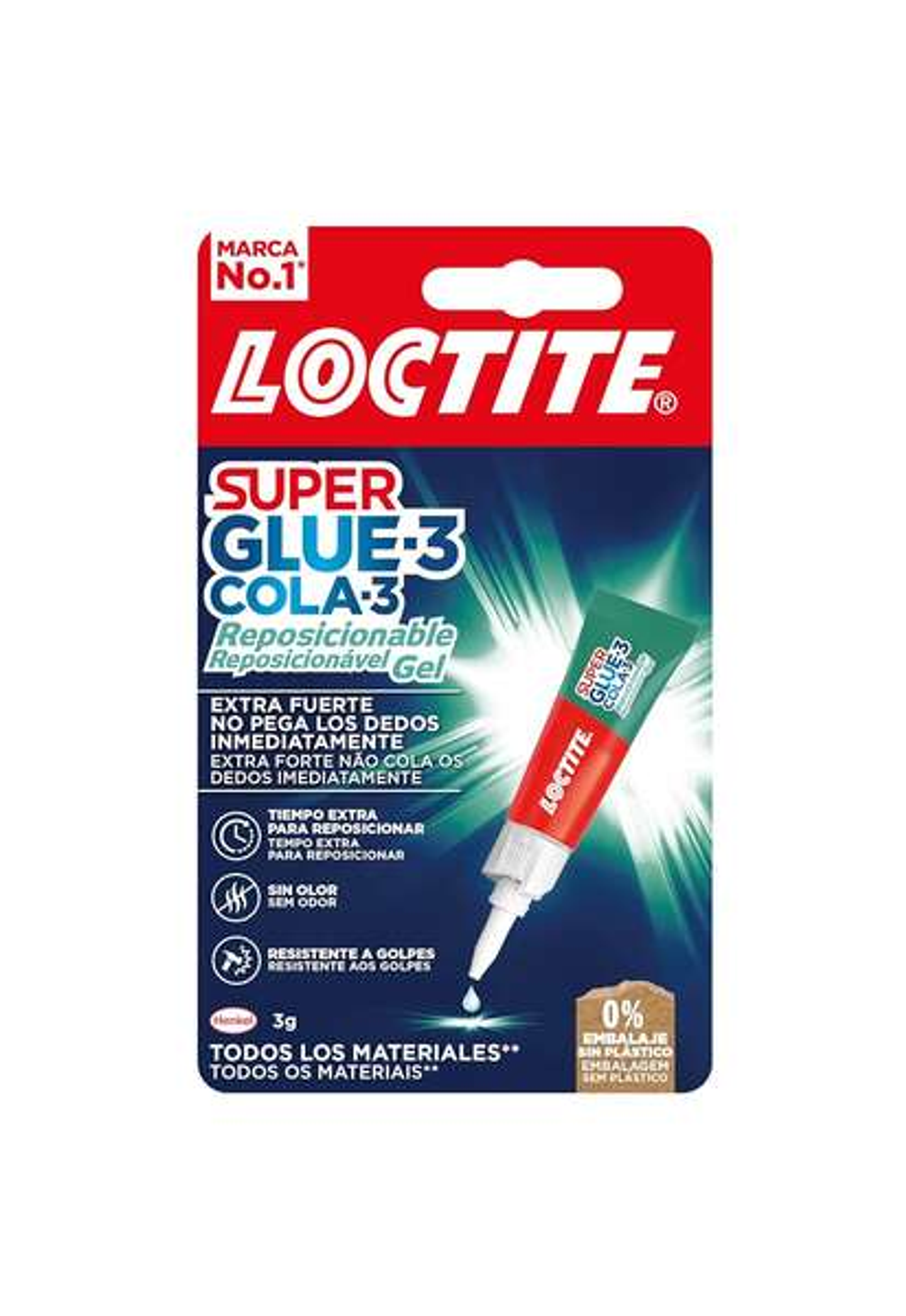 Loctite Superglue-3 Gel Reposicionable 3gr - Adhesivo Instantaneo e Inodoro - Uniones Precisas y Transparentes - Ideal para Superficies Porosas o Vert 1