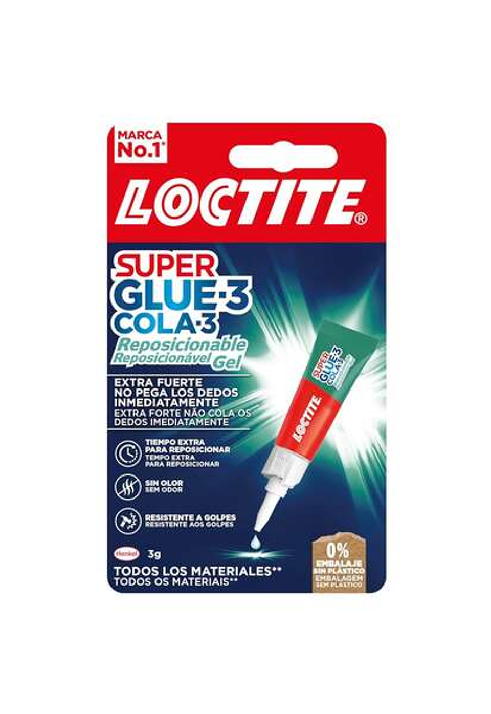 Loctite Superglue-3 Gel Reposicionable 3gr - Adhesivo Instantaneo e Inodoro - Uniones Precisas y Transparentes - Ideal para Superficies Porosas o Vert 1