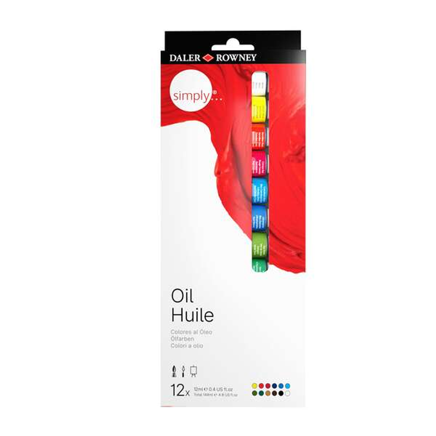 Daler Rowney Simply Pack de 12 Pinturas Oleo 12ml - Excelente Resistencia a la Luz - Colores Surtidos 1