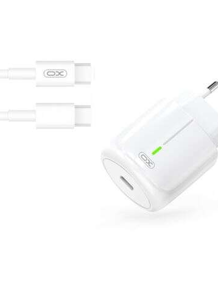 XO Cargador de Carga Rapida 20W - Puerto Tipo C - Carga + Del 50% en 30 Minutos - Proteccion de Sobretensiones - Incluye Cable de Carga Tipo C - Color 1