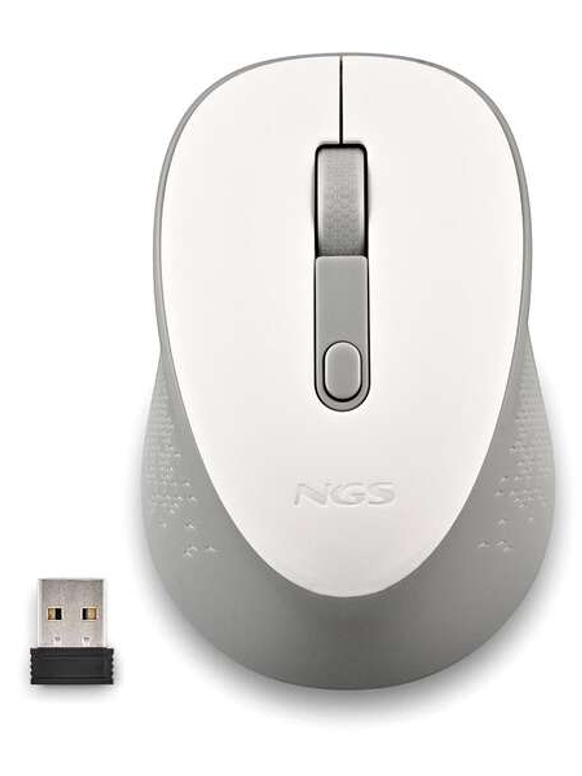 NGS Dew White Raton Inalambrico USB 1600dpi - 3 Botones - Uso Diestro - Color Blanco/Gris 1