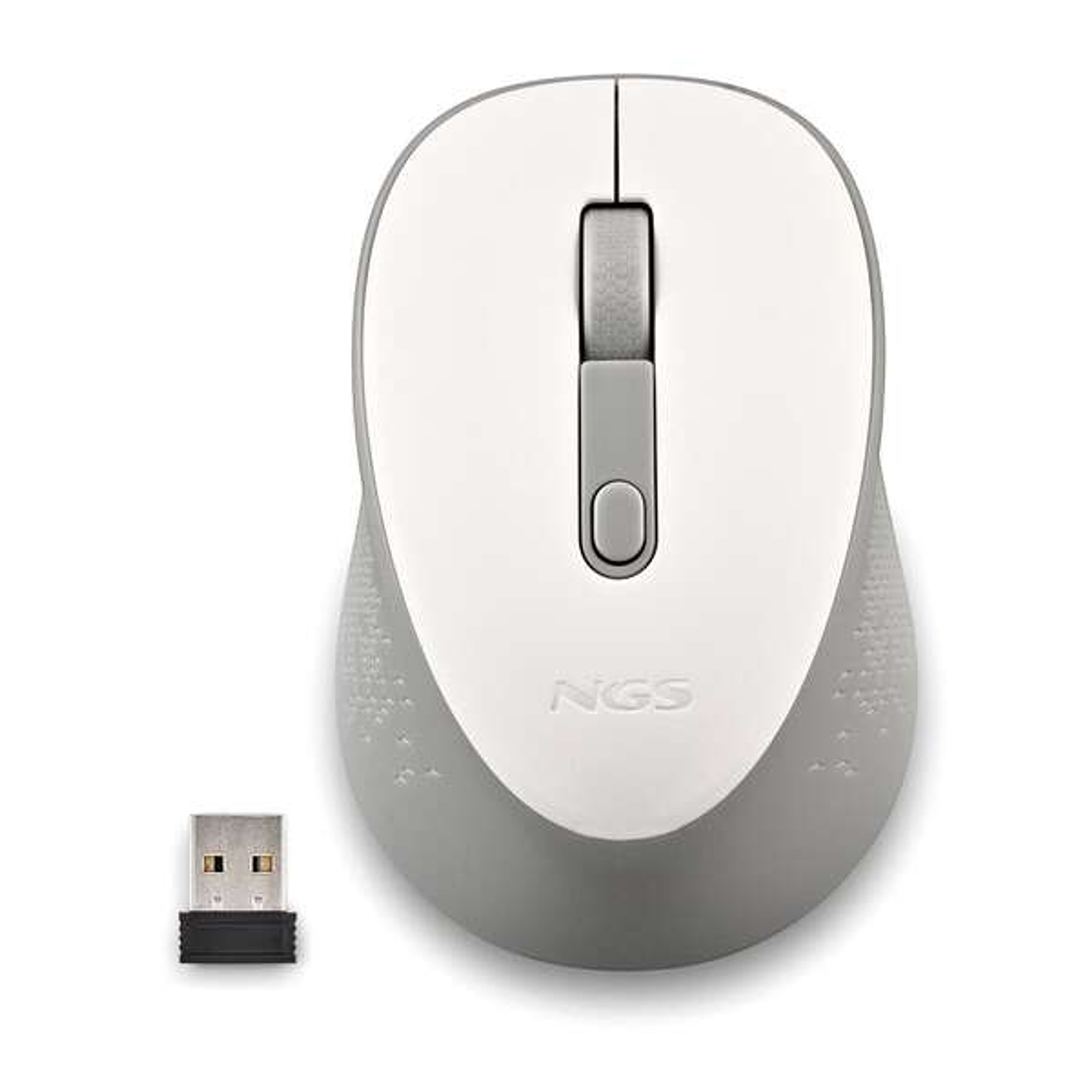 NGS Dew White Raton Inalambrico USB 1600dpi - 3 Botones - Uso Diestro - Color Blanco/Gris 1