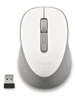 NGS Dew White Raton Inalambrico USB 1600dpi - 3 Botones - Uso Diestro - Color Blanco/Gris