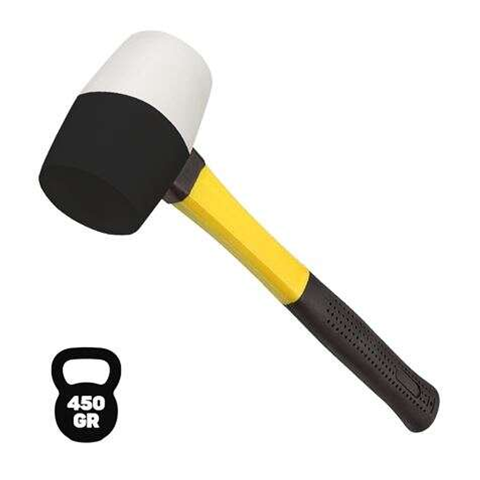 Blim Mazo para Trabajos Delicados - Peso 450 G - Cabeza de Caucho - Mango de Fibra - Color Blanco y Negro 1