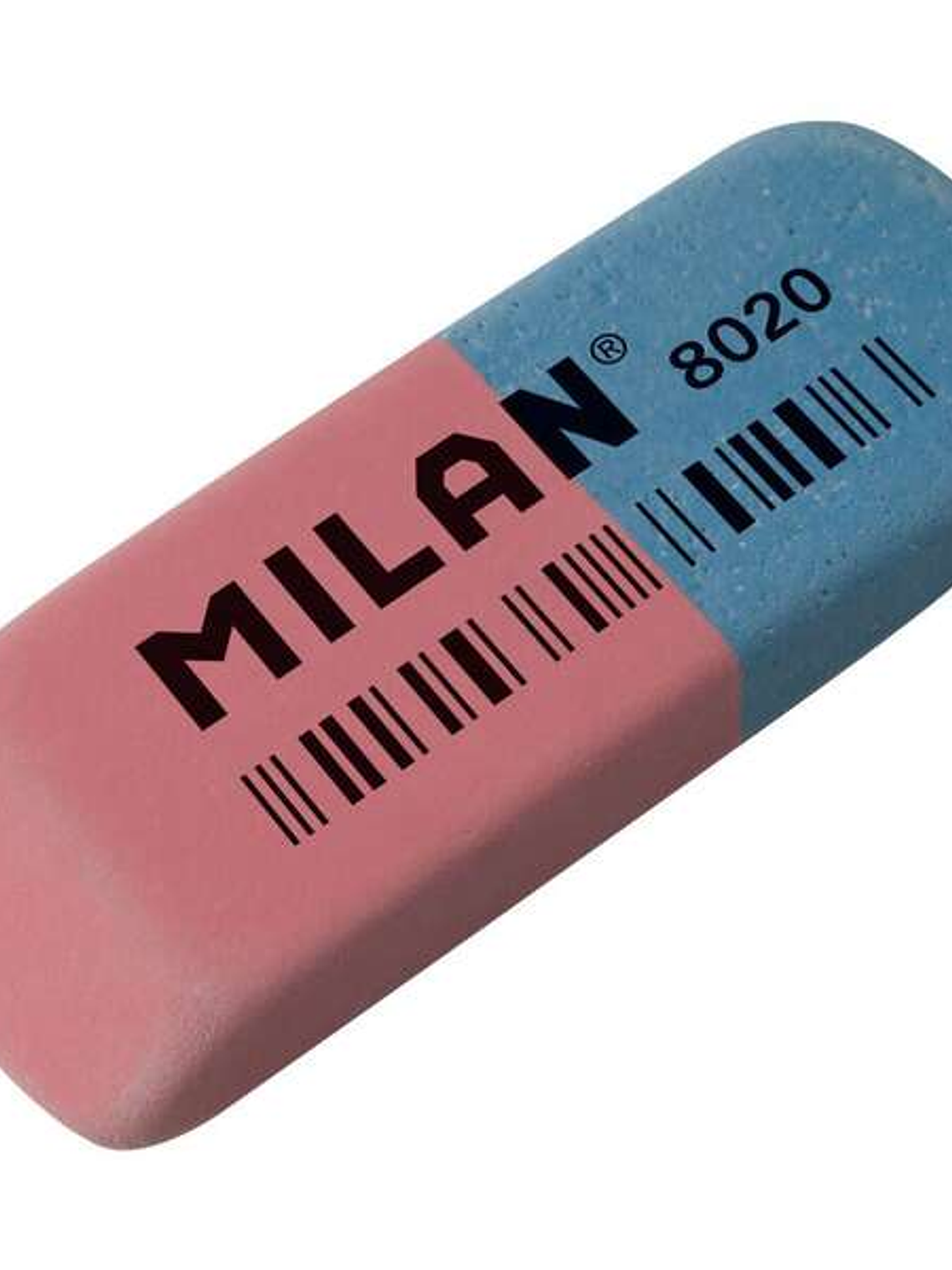 Milan 8020 Goma de Borrar Biselada - Doble Uso - Flexible - Miga de Pan - Caucho - Color Rosa/Azul 1