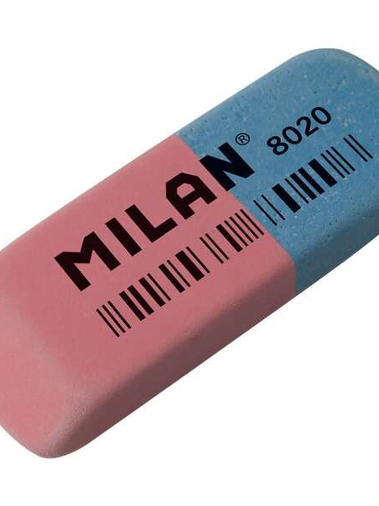 Milan 8020 Goma de Borrar Biselada - Doble Uso - Flexible - Miga de Pan - Caucho - Color Rosa/Azul 1