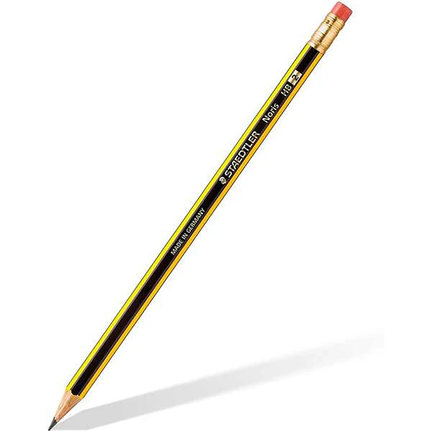 Staedtler Noris 122 Lapiz de Grafito Hexagonal con Goma - Mina HB - Resistencia a la Rotura - Sin PVC ni Latex