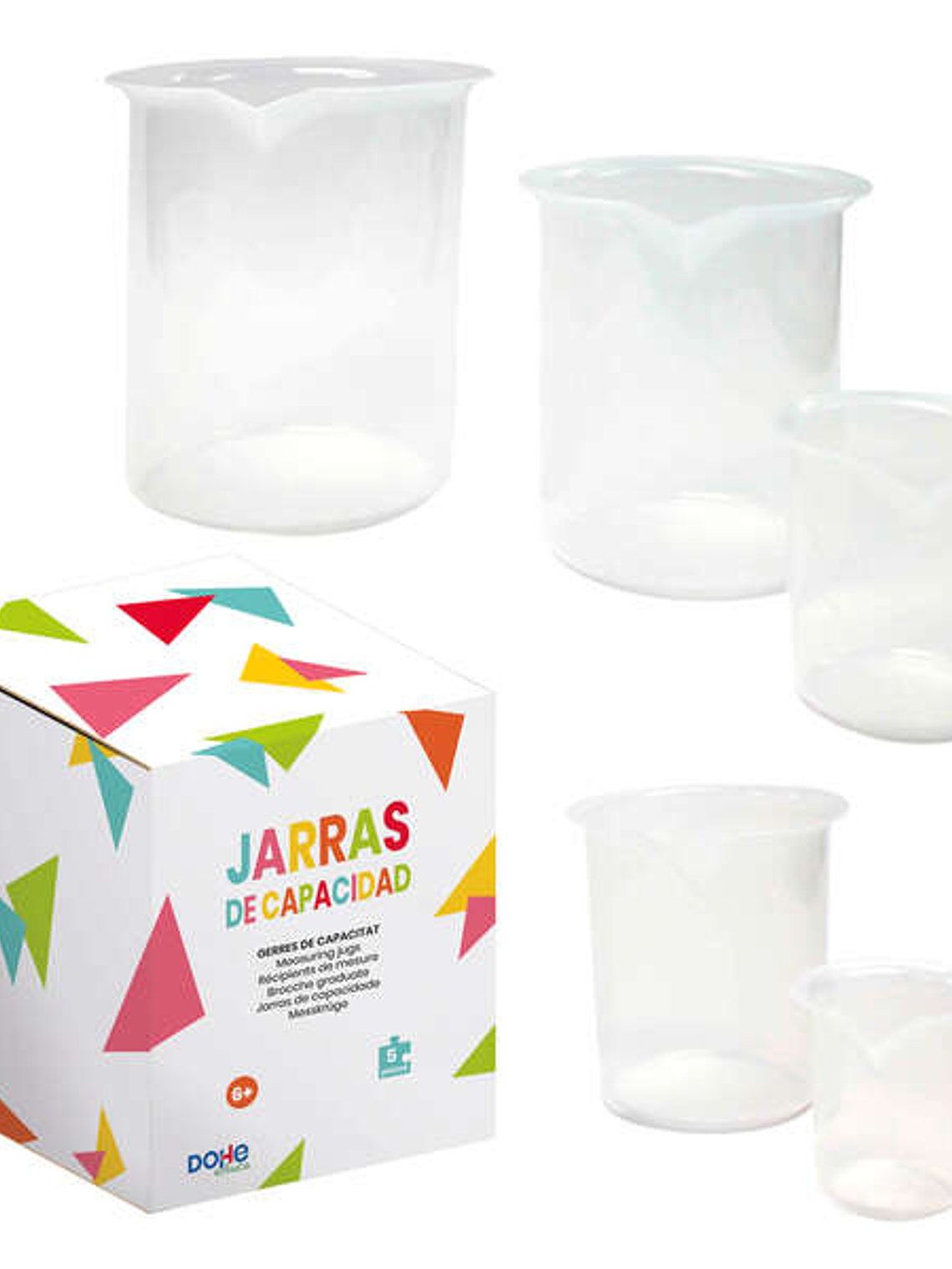 Dohe Juego de Jarras graduadas de Plastico - 1L, 0.5L, 0.25L, 100Ml, 50ml - Recomendado para Tercer Ciclo de Primaria 1