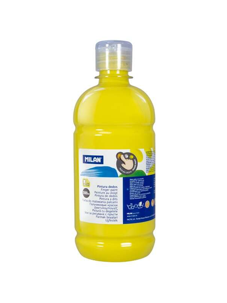 Milan Botella de Pintura para Dedos - 500ml - Facil Aplicacion - Mezclable - Color Amarillo 1