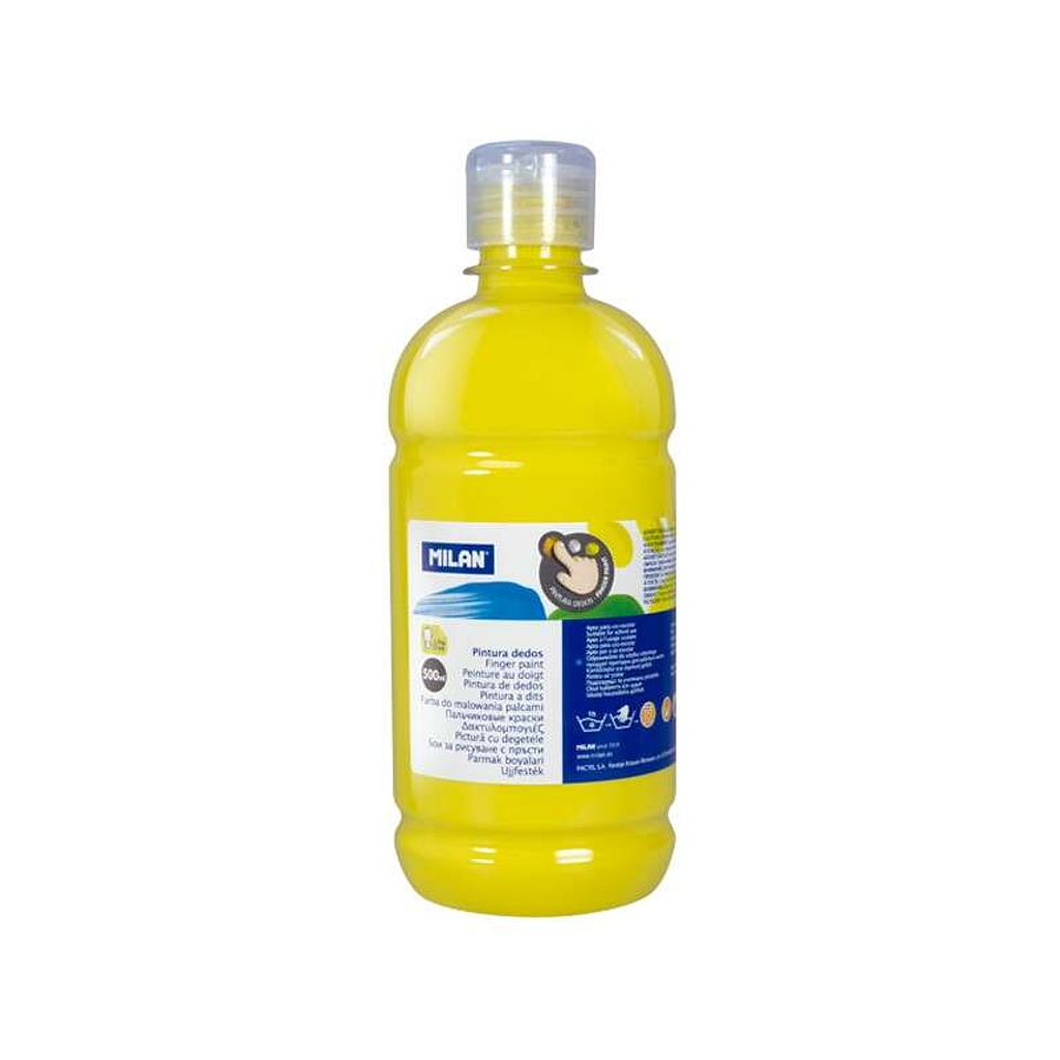 Milan Botella de Pintura para Dedos - 500ml - Facil Aplicacion - Mezclable - Color Amarillo 1