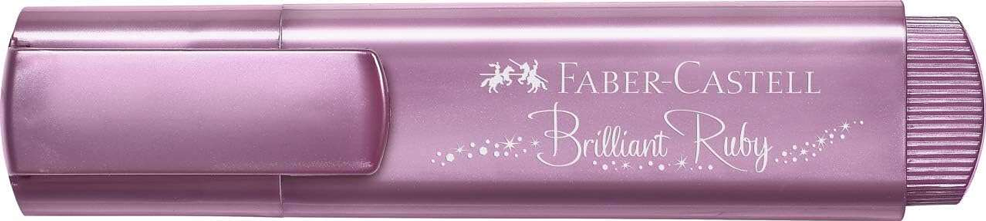 Faber-Castell Textliner 46 Metallic Marcador Fluorescente - Punta Biselada - Trazo entre 1mm y 5mm - Tinta con Base de Agua - Color Rubi Metalico 1