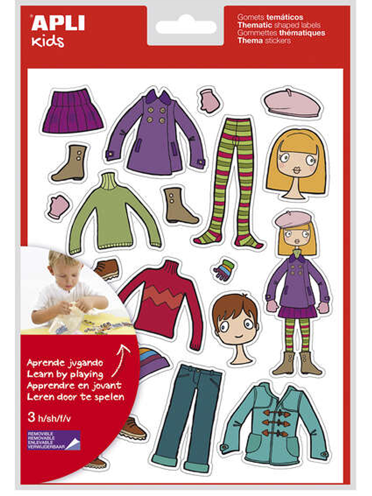 Apli Gomets Tematicos el Armario - 63 Gomets en 3 Hojas - Adhesivo Removible - Desarrollados con Educadores - Ilustraciones Enriquecedoras - Adhesivo 1