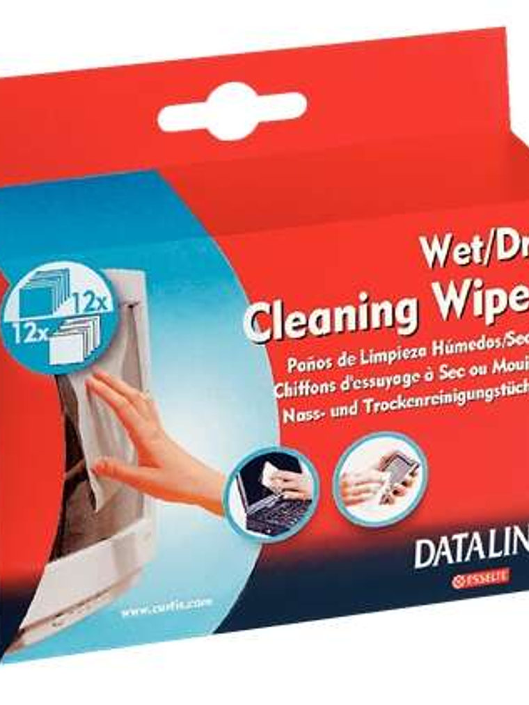 Esselte Pack de 12 Toallitas Secas y 12 Toallitas Humedas para Pantallas - Envasadas en Sobres - Eliminan el Polvo 1